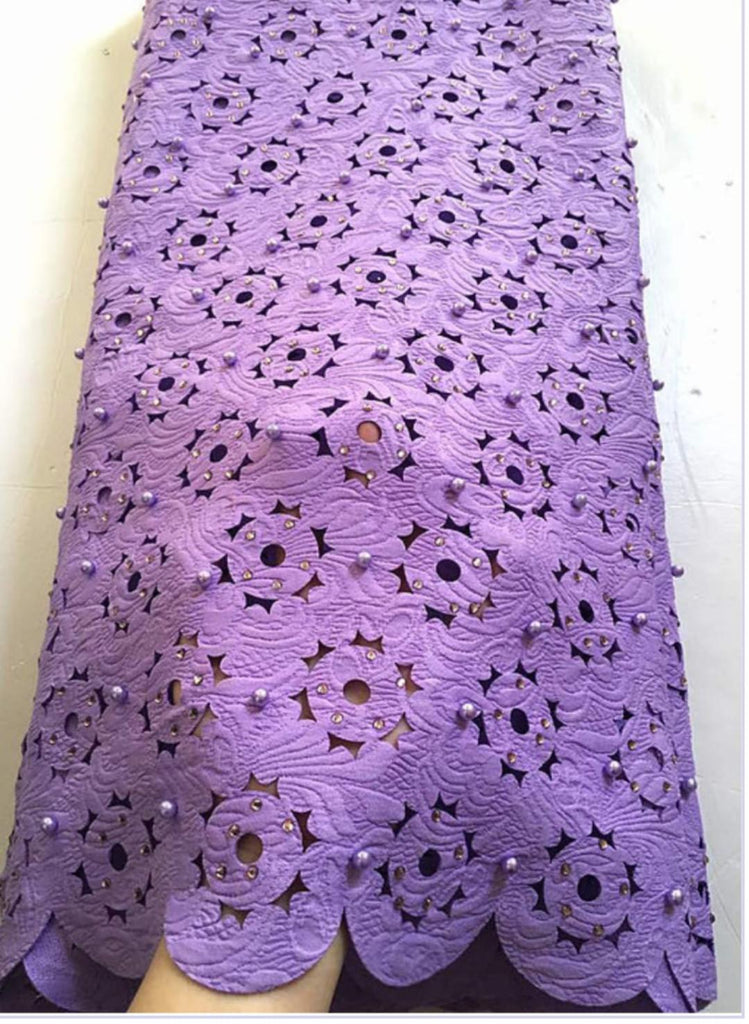 Fully Beaded Lace Cut Fabric - Ladybee Swiss Lace