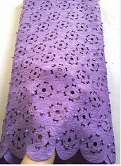 Fully Beaded Lace Cut Fabric - Ladybee Swiss Lace