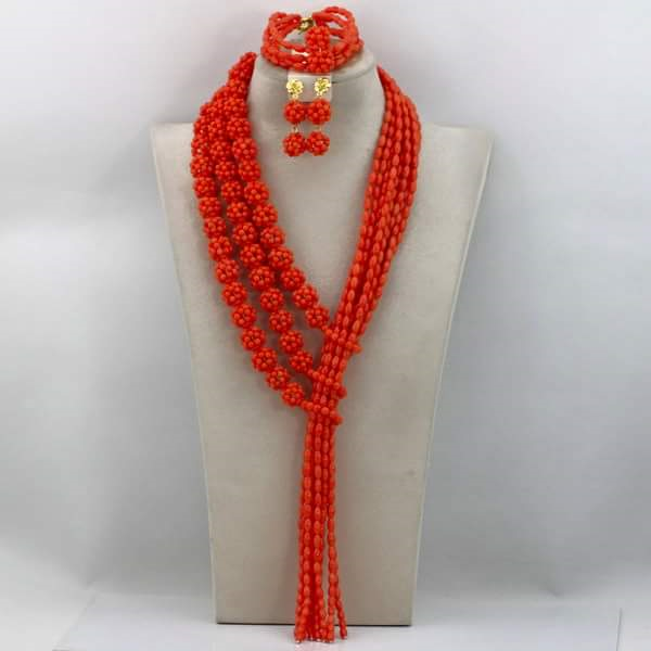 Coral Beads Set - Ladybee Swiss Lace