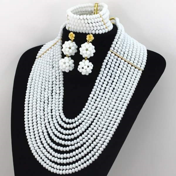 White Beads Set - Ladybee Swiss Lace