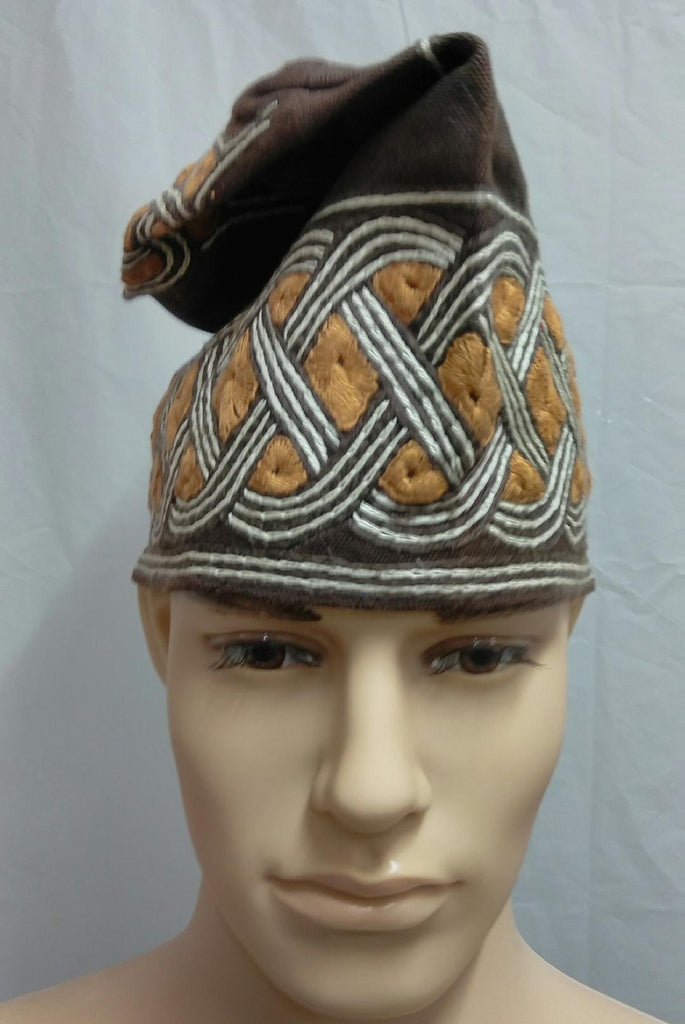 Brown Nigerian Traditional  Native  Wear Men Cap for Traditional Ceremoneis - Ladybee Swiss Lace