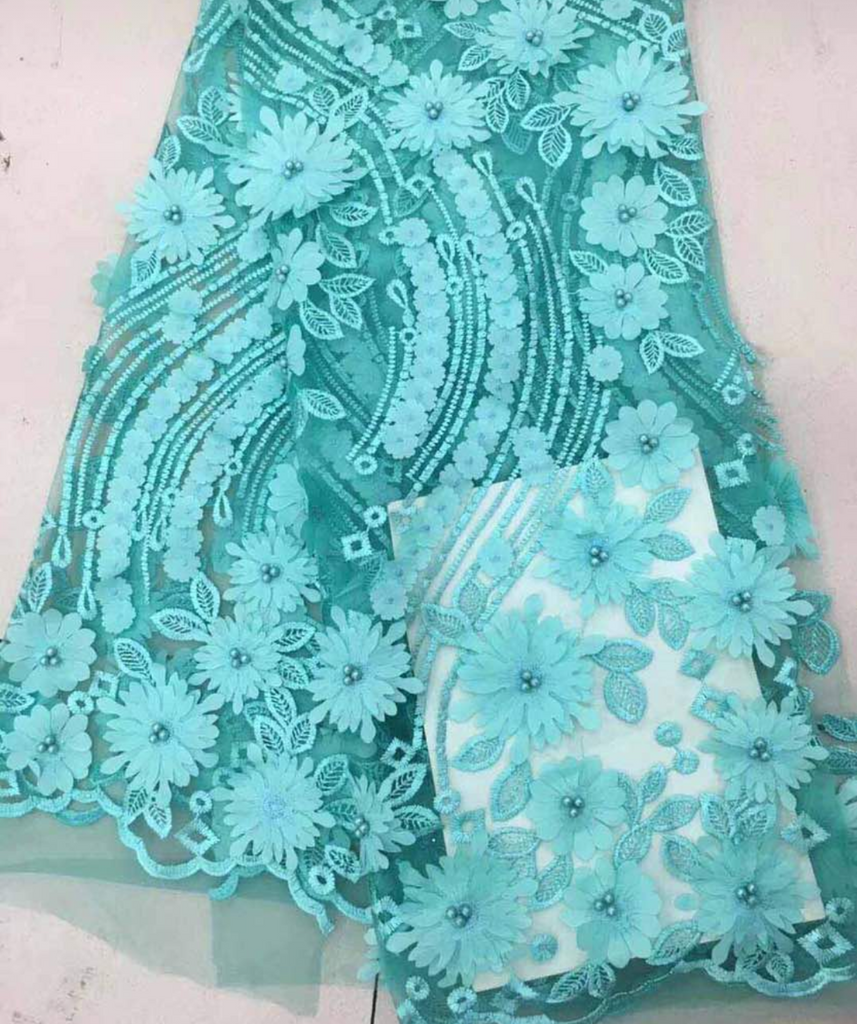 High Quality French Lace 3D With Flowers - Ladybee Swiss Lace